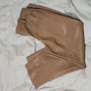 Faux Leather Camel Brown Women Pant Size Small